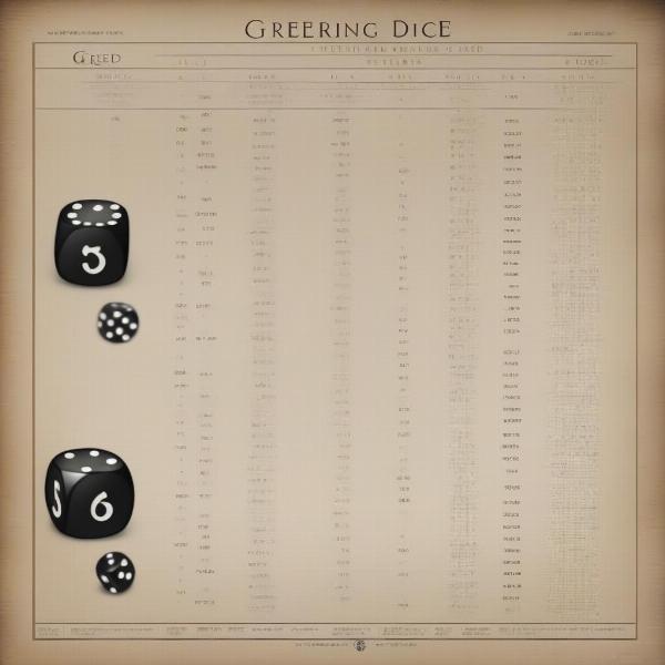 Greed Dice Scoring Combinations Table