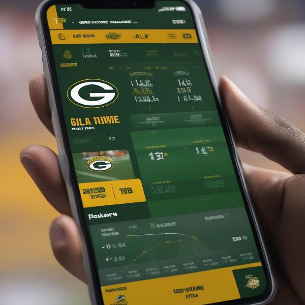 Checking Green Bay Packers game score on a mobile app