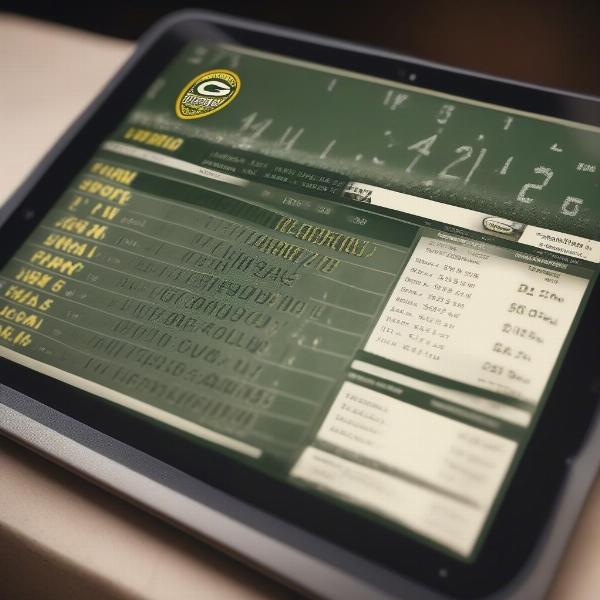 Green Bay Packers Historical Scores on a Tablet