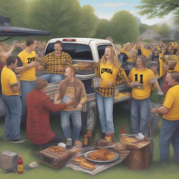Hawkeyes Fans Tailgating and Listening to the Radio