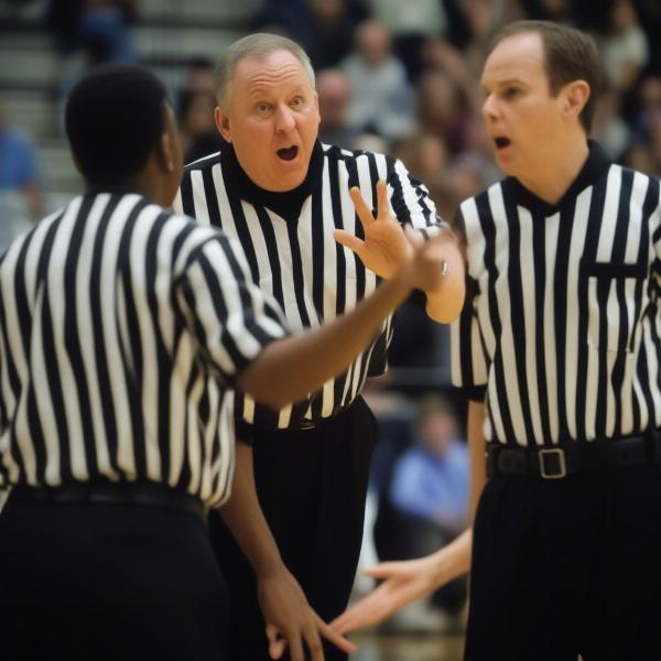 High School Basketball Referee Calling Foul