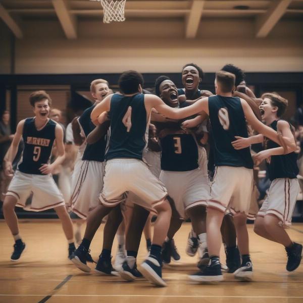 High School Basketball Team Celebrating a Victory