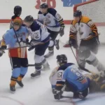 Hockey game stoppage due to icing and offside call
