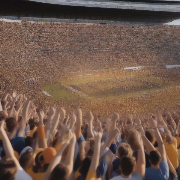 Cheering crowd at a high school homecoming football game