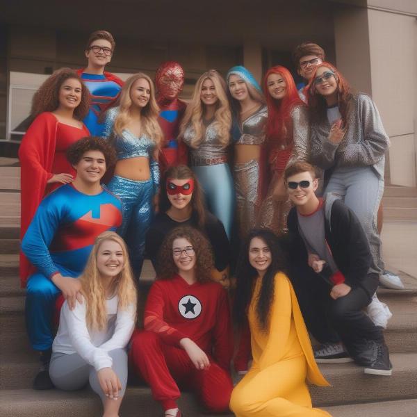 High school students dressed up for homecoming spirit week