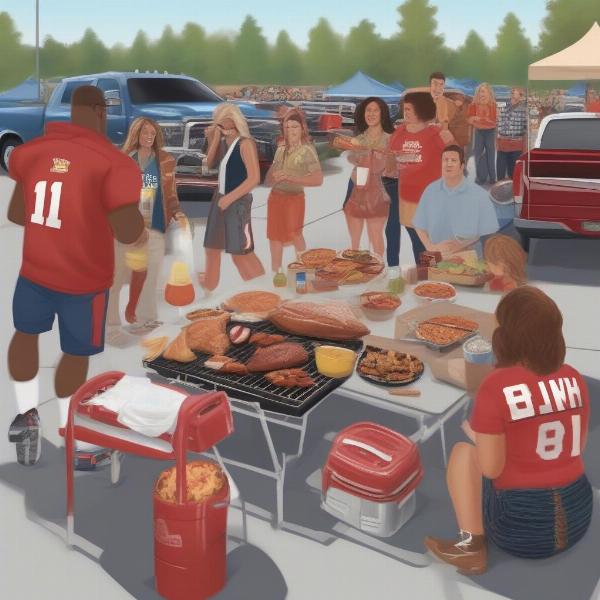 Families tailgating before the homecoming football game