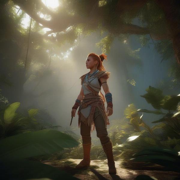 Horizon Forbidden West PS5 Graphics Showcase: Aloy in a Lush Jungle Environment