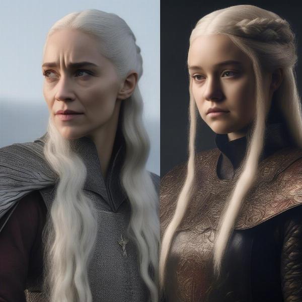 House of the Dragon character comparison showcasing Rhaenyra and Alicent