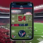 Checking Houston Texans game score on mobile phone