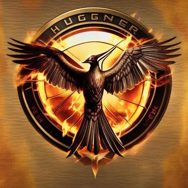 The Hunger Games book cover displaying the mockingjay symbol