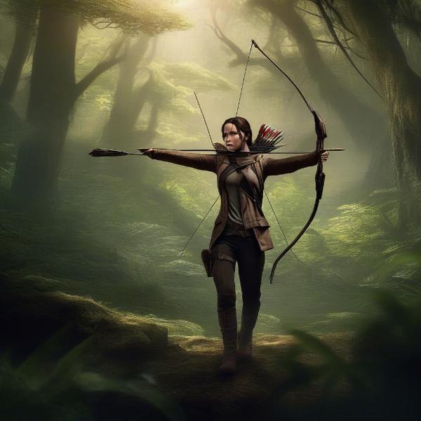 Katniss Everdeen Surviving in the Hunger Games Arena