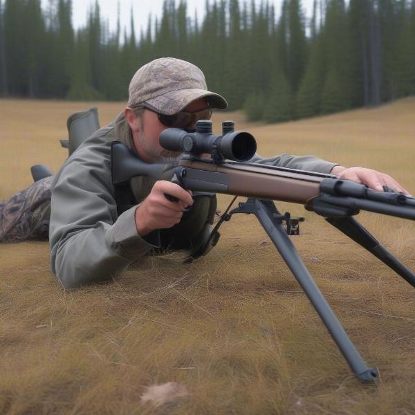Hunter Preparing for a Shot on Big Game