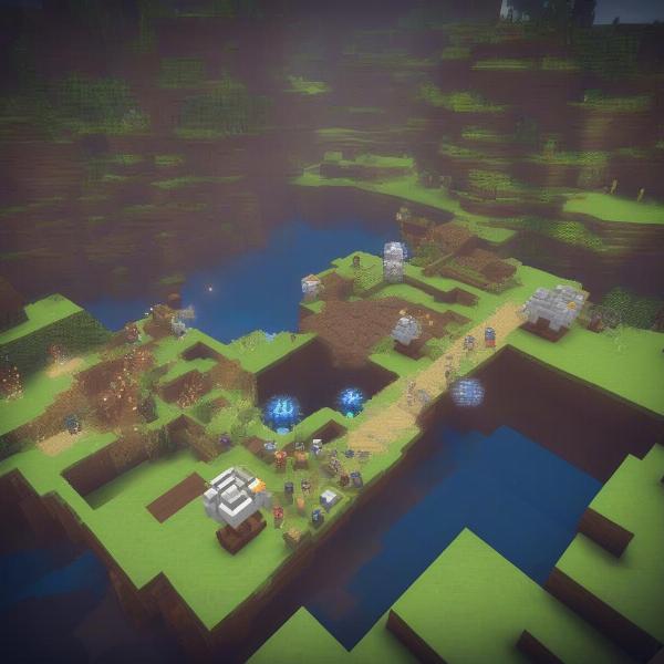 A Player Strategically Gathering Resources in Hypixel Bedwars