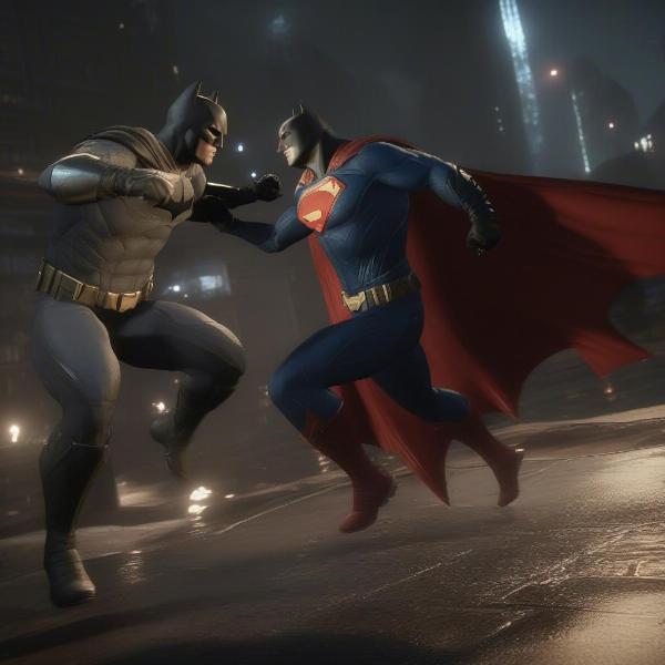 Injustice 2 Gameplay Screenshot Featuring Batman and Superman