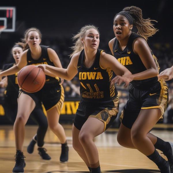 Action Shot from an Iowa Hawkeyes Women's Basketball Game