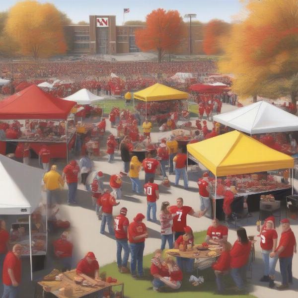 Iowa and Nebraska Fans Tailgating Before the Game