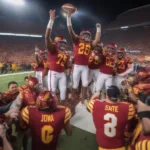 Iowa State Cyclones celebrating a bowl game victory