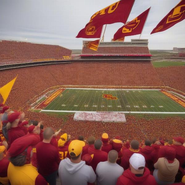 Iowa State Cyclones fans cheering at a bowl game