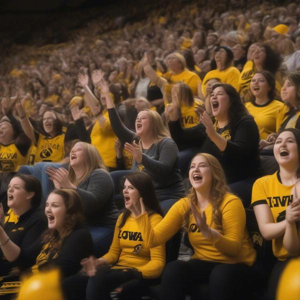 Iowa Women's Basketball Fans Cheering in the Stands