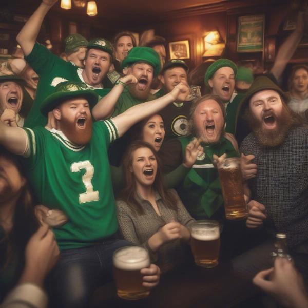 Celebrating Football in an Irish Pub