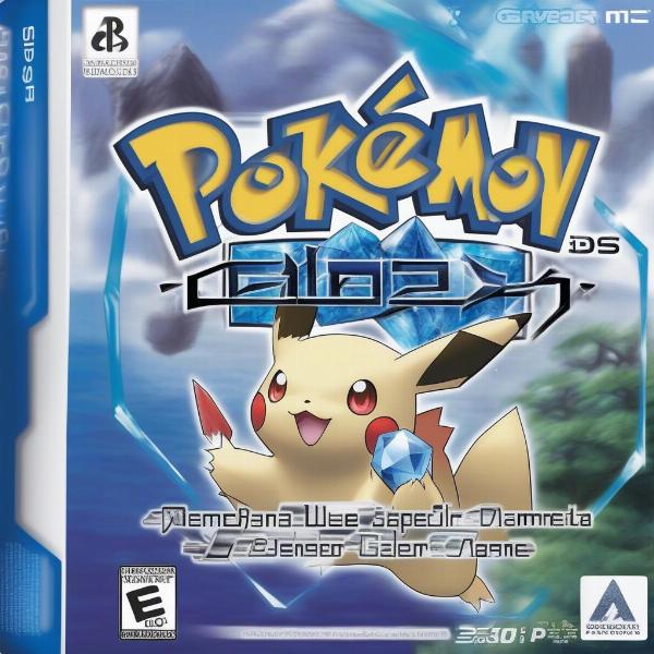 A mysterious Japanese Nintendo 3DS Pokemon game with a blue crystal cover