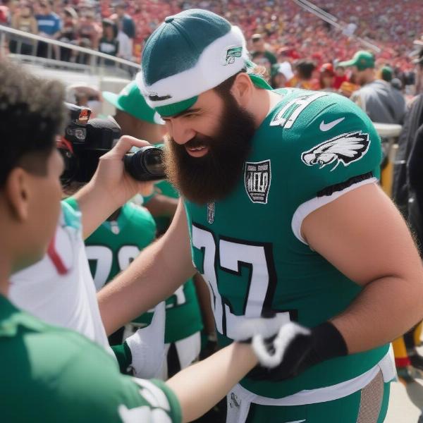 Jason Kelce Interacting with Kansas City Chiefs Fans