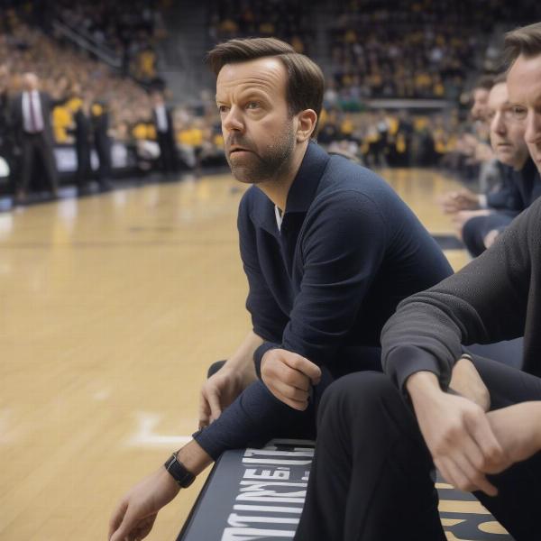 Jason Sudeikis Watching Iowa Basketball Game Intensely