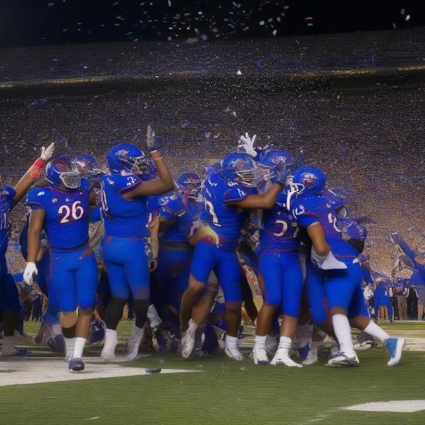 Kansas Football Celebrating Victory