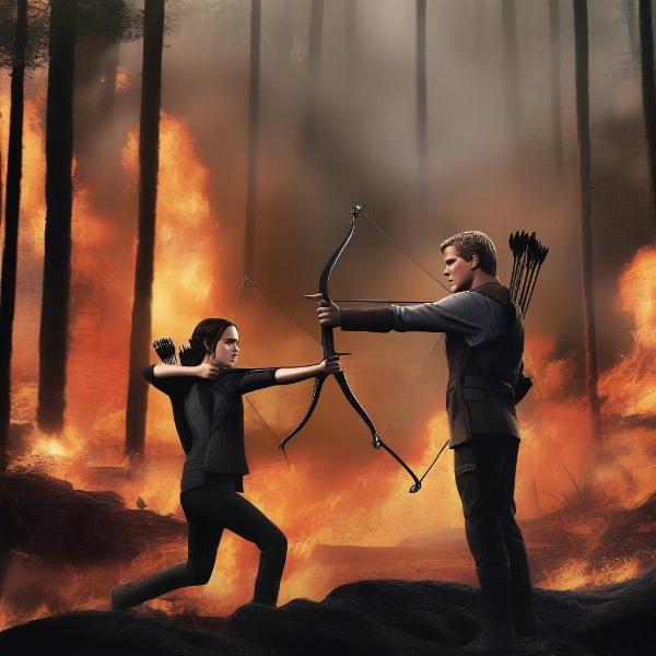 Katniss and Peeta Protecting Prim in the Hunger Games