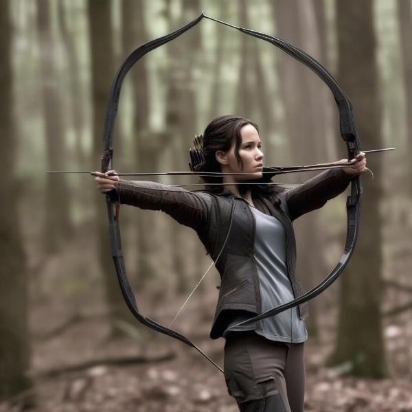 Katniss Everdeen practicing archery in The Hunger Games
