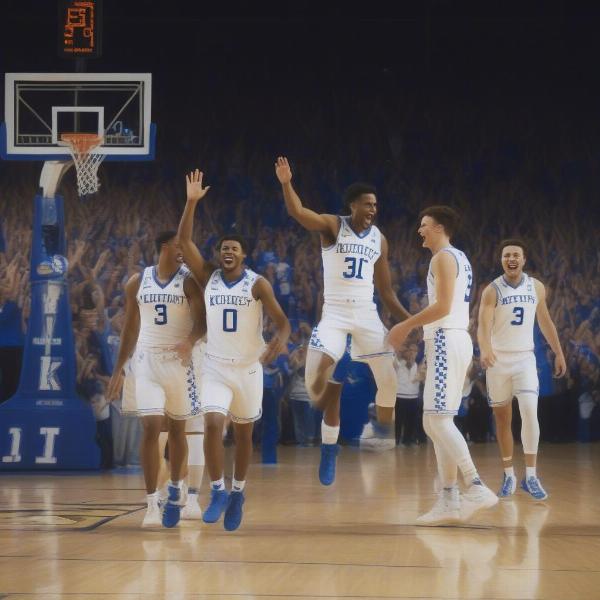 Kentucky Basketball Team Celebrates a Win