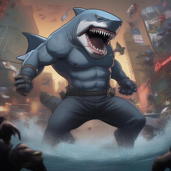 King Shark in Action in Suicide Squad: Kill the Justice League