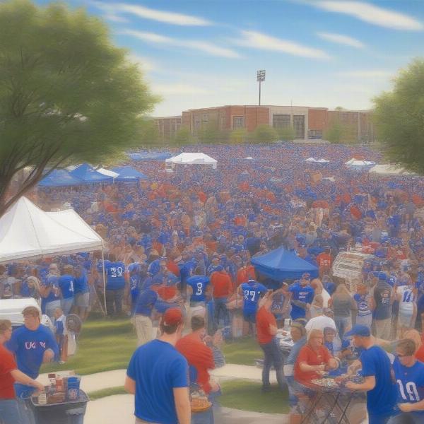 KU Football Tailgating Scene at David Booth Kansas Memorial Stadium