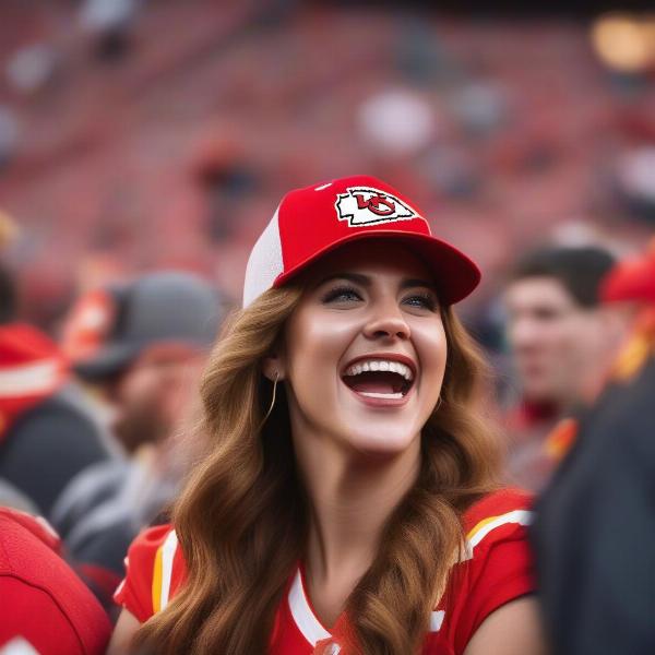 Kylie Kelce Enthusiastically Cheering at a Chiefs Game