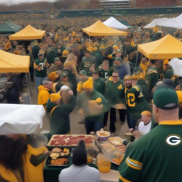 Tailgating Scene at Lambeau Field Parking Lots