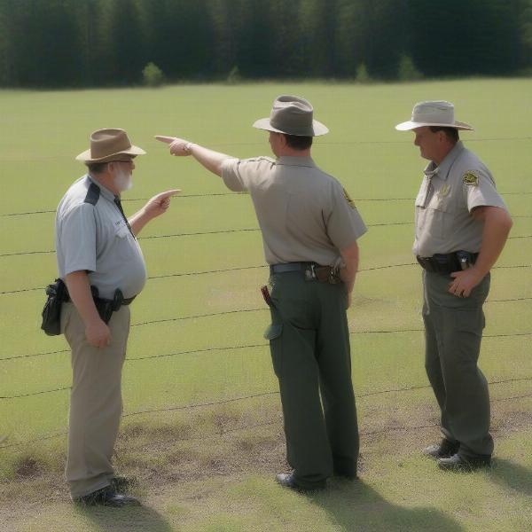 Landowner Talking to Game Warden About Property Lines
