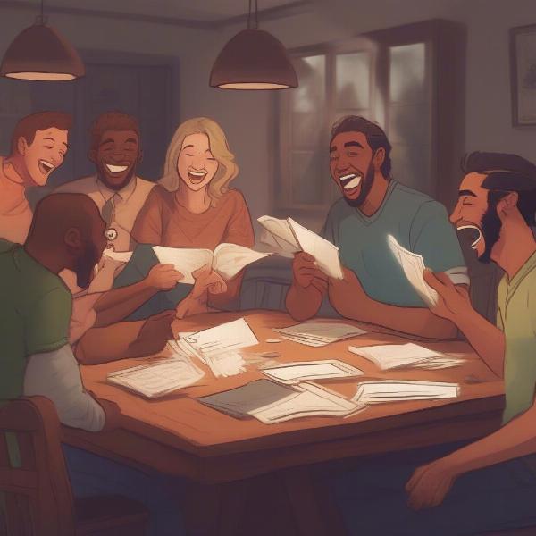 Players laughing while playing Game of Consequences