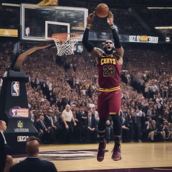 LeBron James sinks a game-winning shot in the playoffs