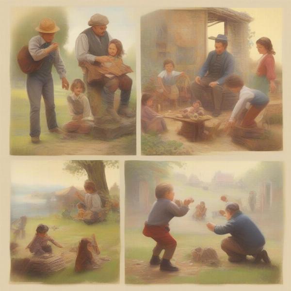 Illustrating various ways to play the left-right Christmas story game
