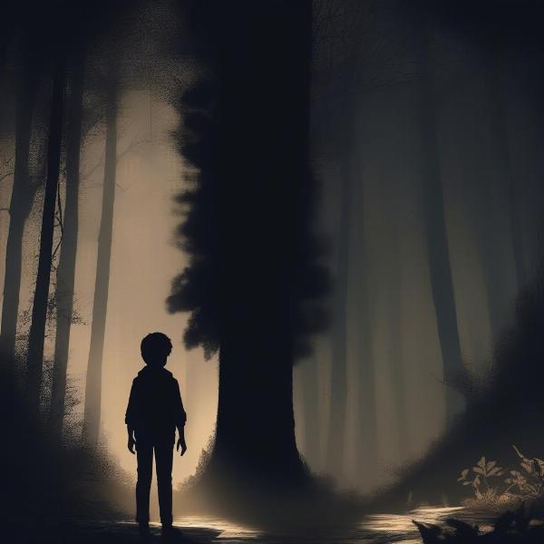 Silhouette of Boy in Limbo's Forest