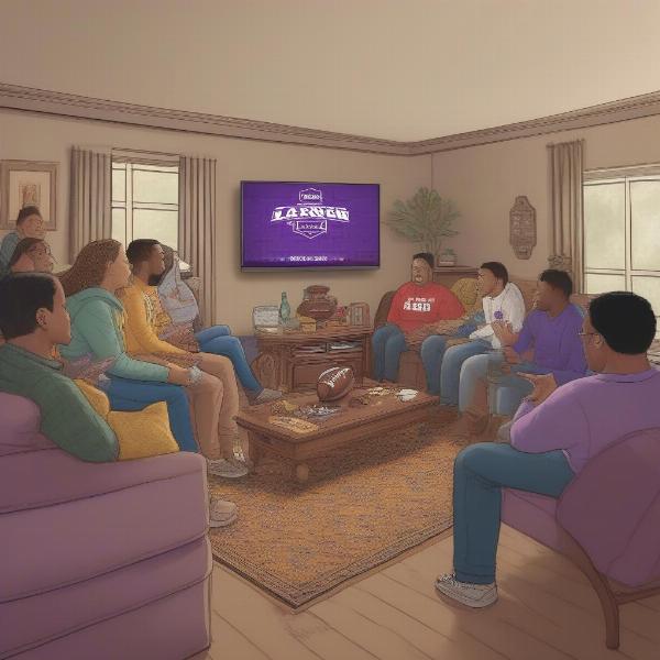 Watching the LSU and Arkansas football game on TV.