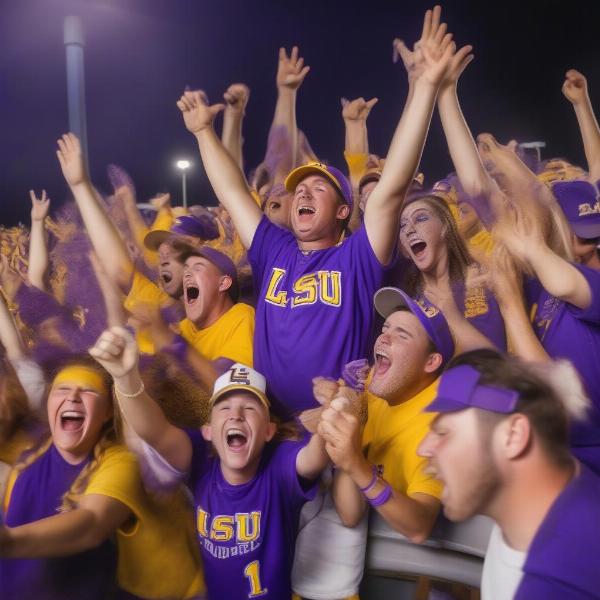 LSU Baseball Fans Celebrating a Victory