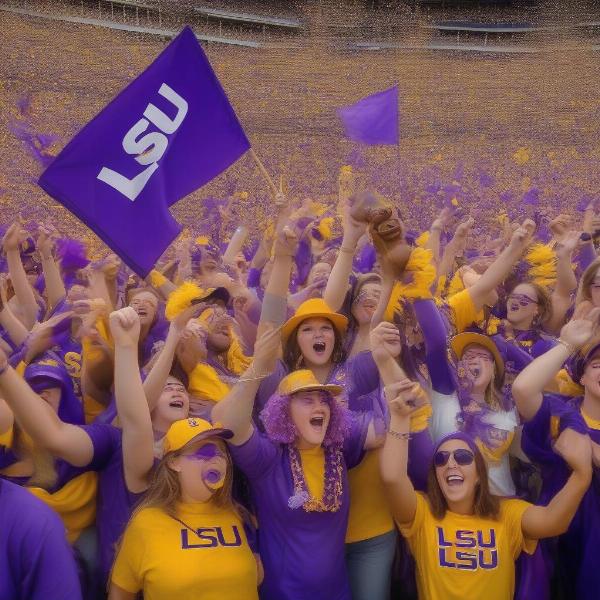 LSU Fans Celebrating a Bowl Game Victory