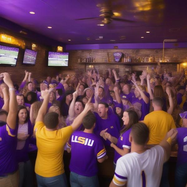 LSU Fans Cheering at a Sports Bar