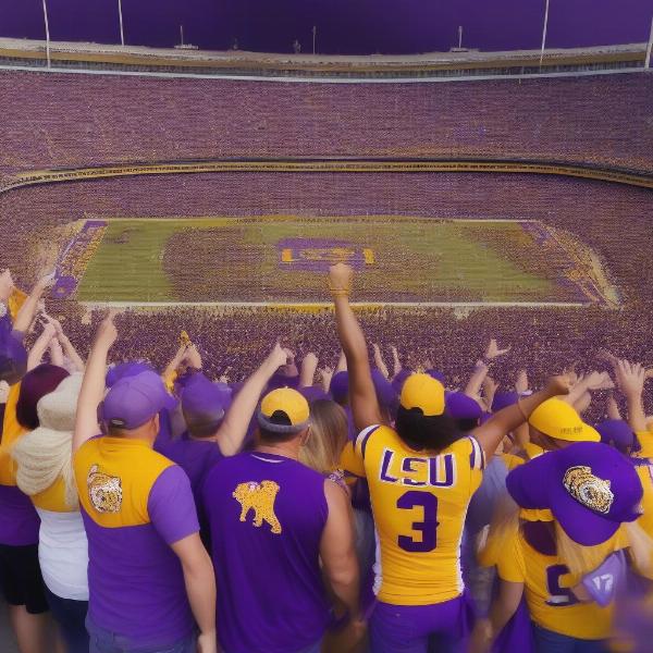LSU Fans Watching Game at Stadium