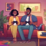 Couple playing video games together