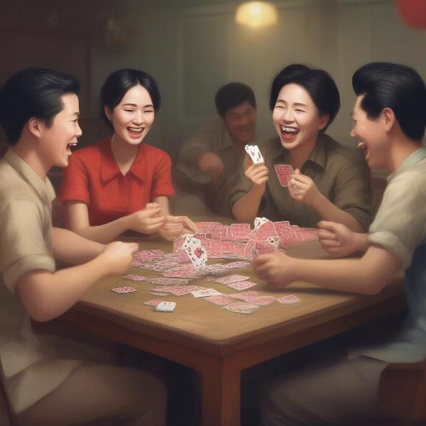 Mao Card Game Players - Enjoying the social interaction and challenge