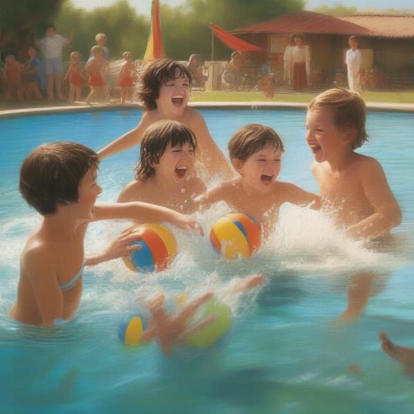 Children Playing Marco Polo in a Pool