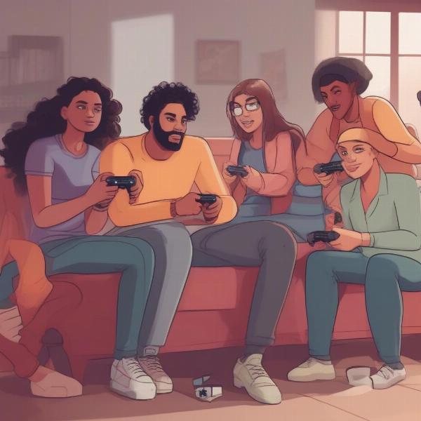 Men and Women Playing Video Games Together