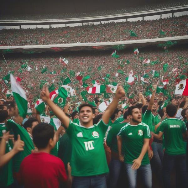 Mexican Football Fans Celebrating a Win in Stadium